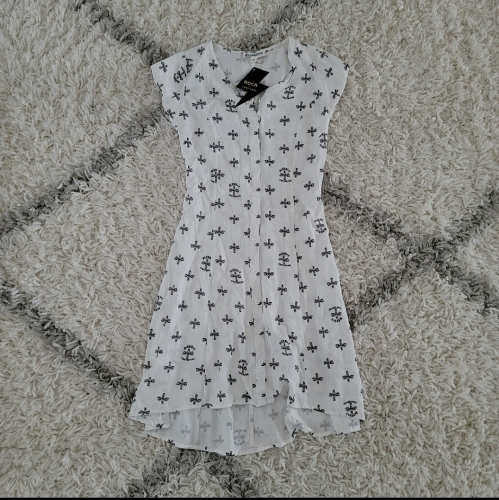 Rock by Junk food white printed mini dress NWT